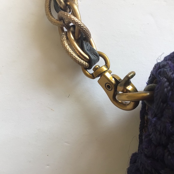 ELLIOT LUCCA NAVY BLUE CROCHET SHOULDER BAG - Picture 6 of 16